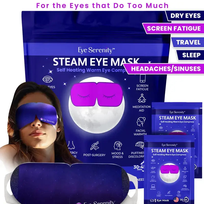 Self-heating eye masks for tired, screen-strained eyes