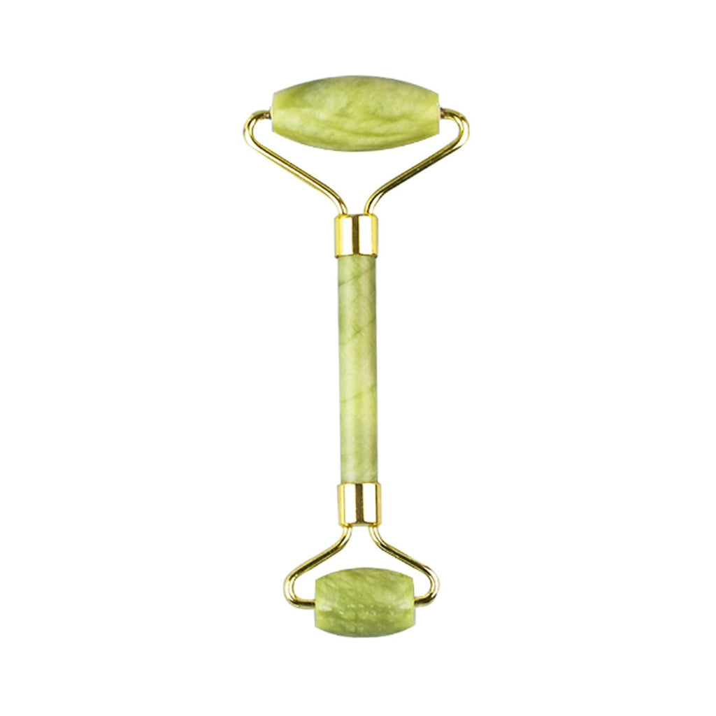 Dual-head jade facial roller with gold frame