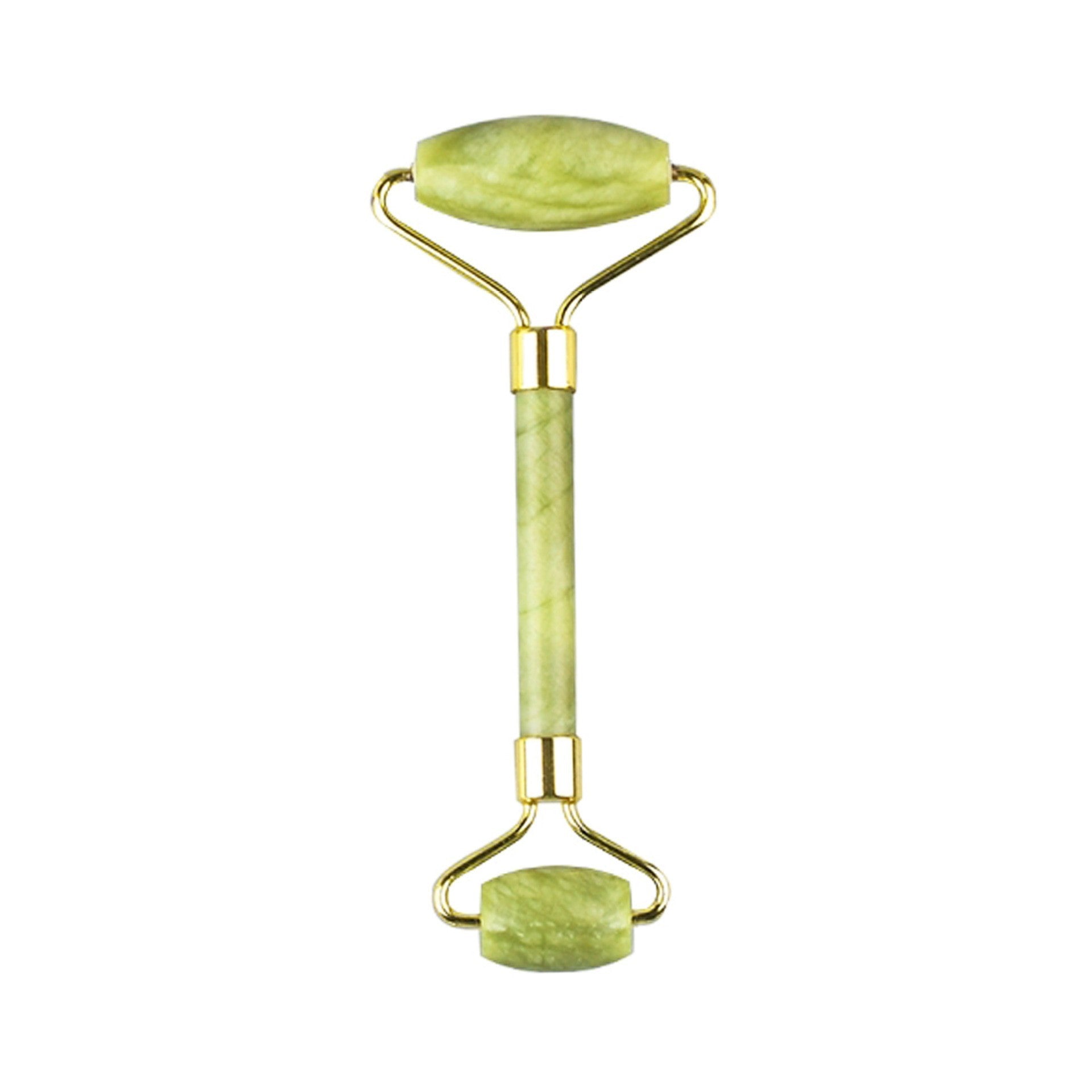 Dual-head jade facial roller with gold frame