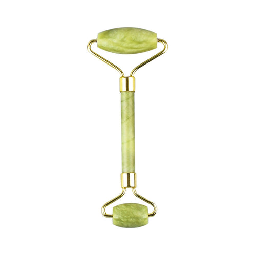 Dual-head jade facial roller with gold frame